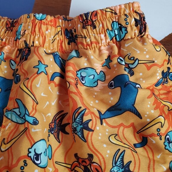 Nike Swim Trunks Boys Large L Orange Blue‎ Sealife Brief liner Drawstring Pullon - Picture 6 of 8